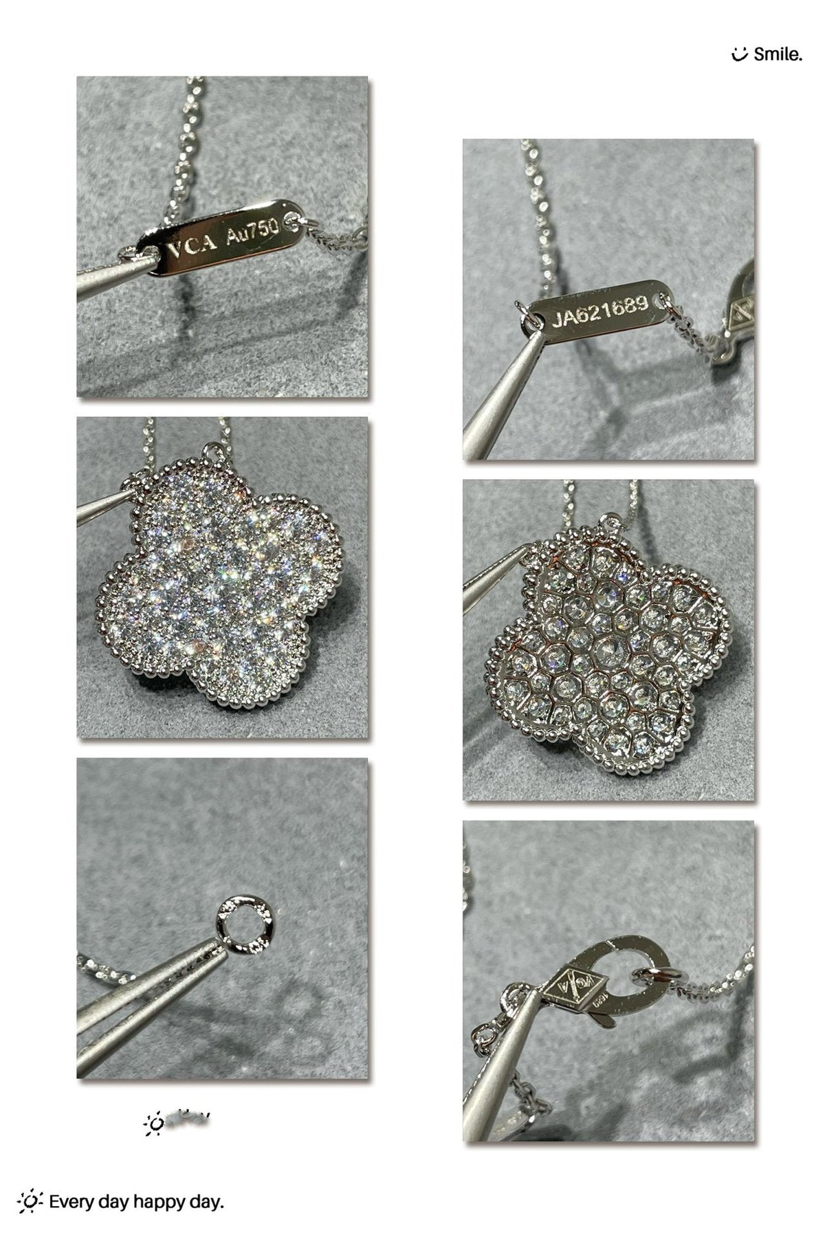 [OrnoraJewelry]CLOVER 25MM LARGE PENDANT DIAMOND PAVED SILVER NECKLACE