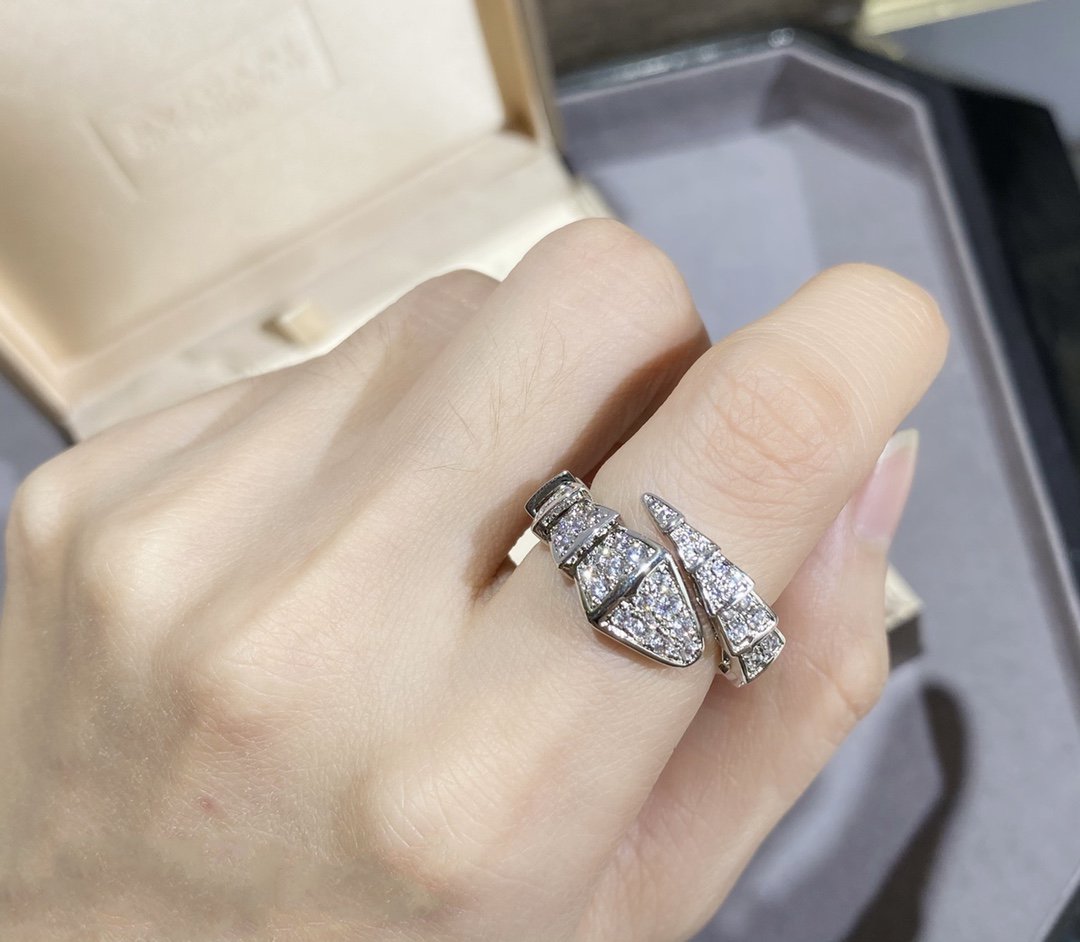 [OrnoraJewelry]SERPENTI LARGE RING SILVER DIAMOND PAVED