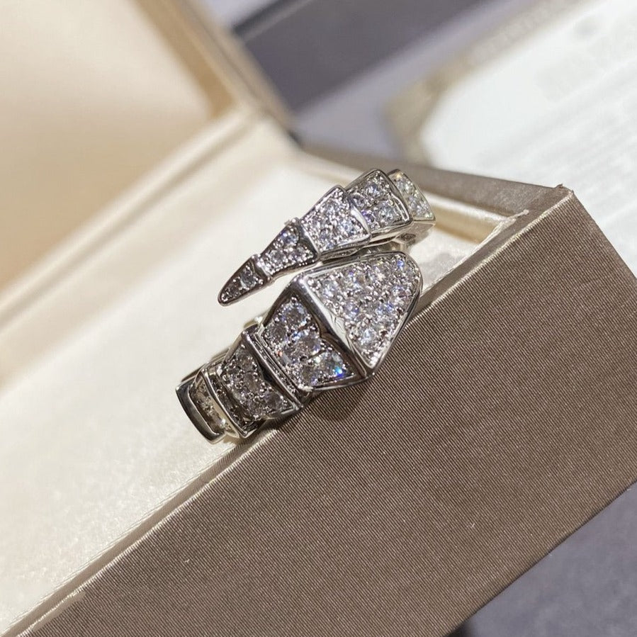 [OrnoraJewelry]SERPENTI LARGE RING SILVER DIAMOND PAVED