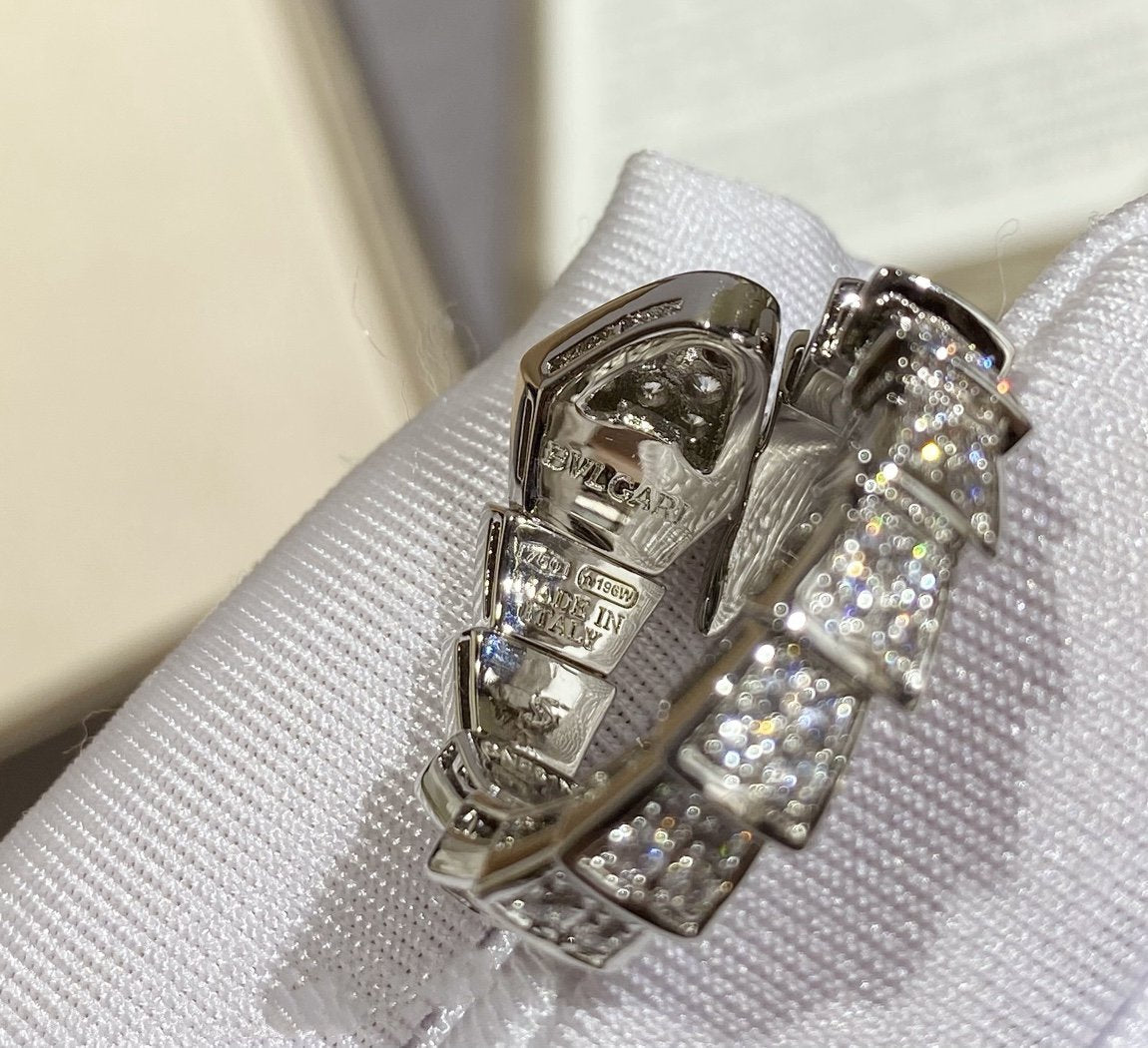 [OrnoraJewelry]SERPENTI LARGE RING SILVER DIAMOND PAVED