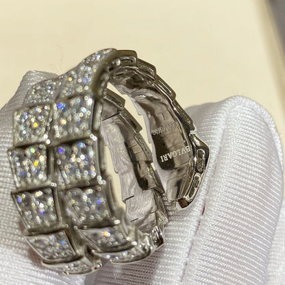 [OrnoraJewelry]SERPENTI DOUBLE RING SILVER DIAMOND PAVED
