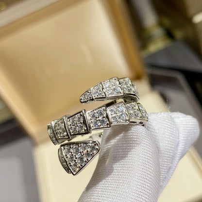 [OrnoraJewelry]SERPENTI DOUBLE RING SILVER DIAMOND PAVED