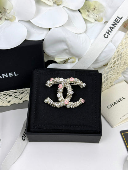 [OrnoraJewelry]26C Pink-White Enamel Ice Cream Cone Double C Brooch