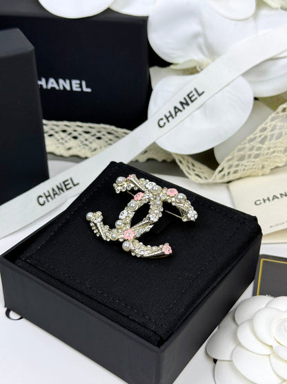 [OrnoraJewelry]26C Pink-White Enamel Ice Cream Cone Double C Brooch