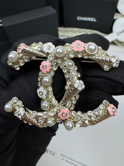 [OrnoraJewelry]26C Pink-White Enamel Ice Cream Cone Double C Brooch