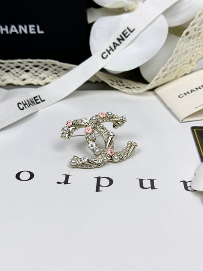 [OrnoraJewelry]26C Pink-White Enamel Ice Cream Cone Double C Brooch