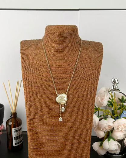 [OrnoraJewelry]Cloud Pearl Mother-of-Pearl Diamond Chain Pendant Necklace