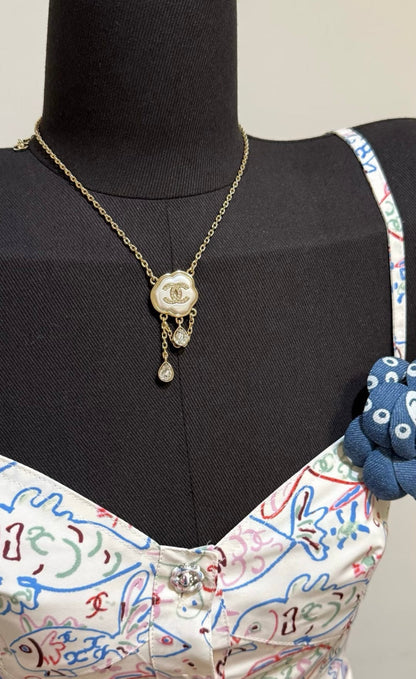 [OrnoraJewelry]Cloud Pearl Mother-of-Pearl Diamond Chain Pendant Necklace
