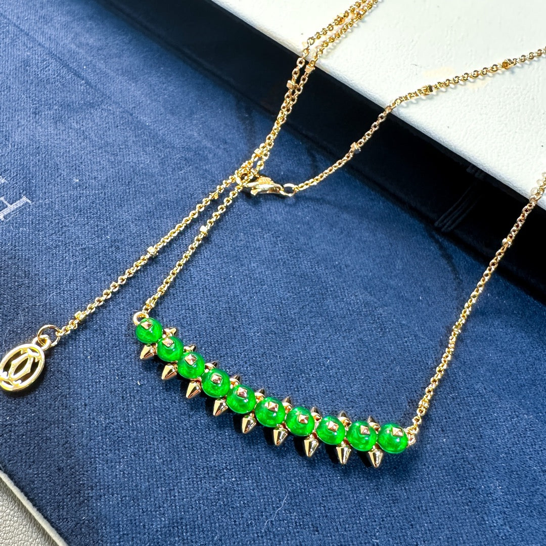 [OrnoraJewelry]New Arrival: Green Bead Rivet Necklace