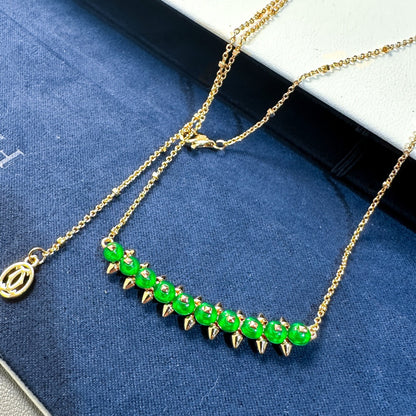 [OrnoraJewelry]New Arrival: Green Bead Rivet Necklace