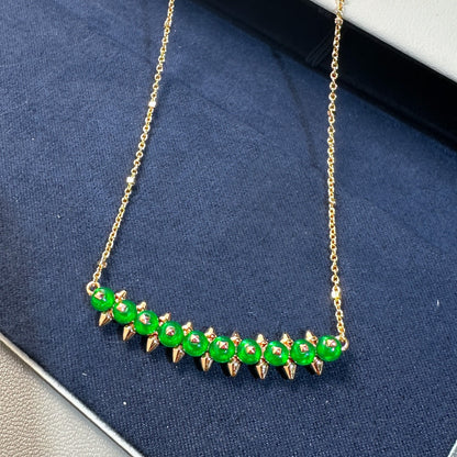 [OrnoraJewelry]New Arrival: Green Bead Rivet Necklace