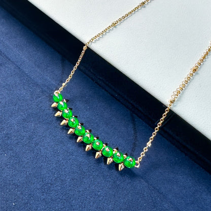 [OrnoraJewelry]New Arrival: Green Bead Rivet Necklace