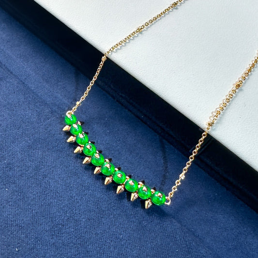 [OrnoraJewelry]New Arrival: Green Bead Rivet Necklace