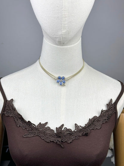 [OrnoraJewelry]New Blue Floral Double-Layer Necklace