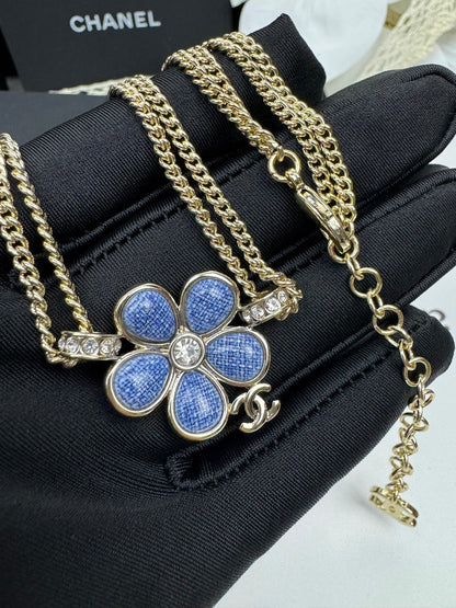[OrnoraJewelry]New Blue Floral Double-Layer Necklace