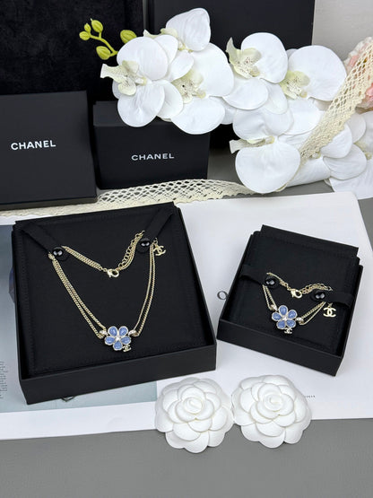 [OrnoraJewelry]VOLTE New Blue Floral Double-Layer Bracelet