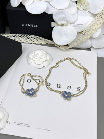 [OrnoraJewelry]VOLTE New Blue Floral Double-Layer Bracelet