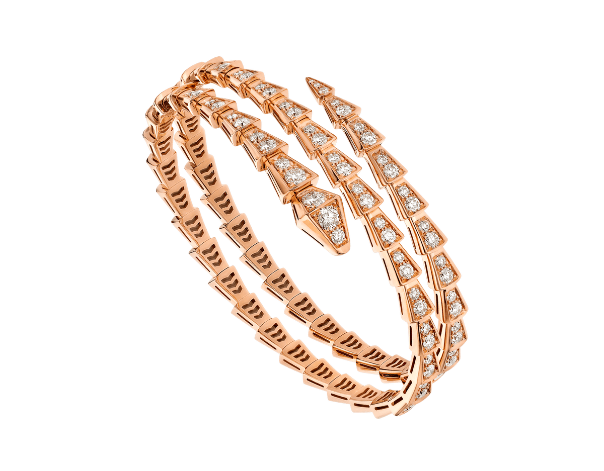 [OrnoraJewelry]SERPENTI BRACELET PINK GOLD DIAMOND DOUBLE ROW