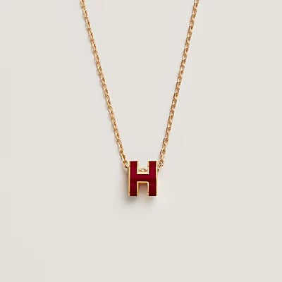 [OrnoraJewelry]HM CLIC RED ENAMEL GOLD NECKLACE