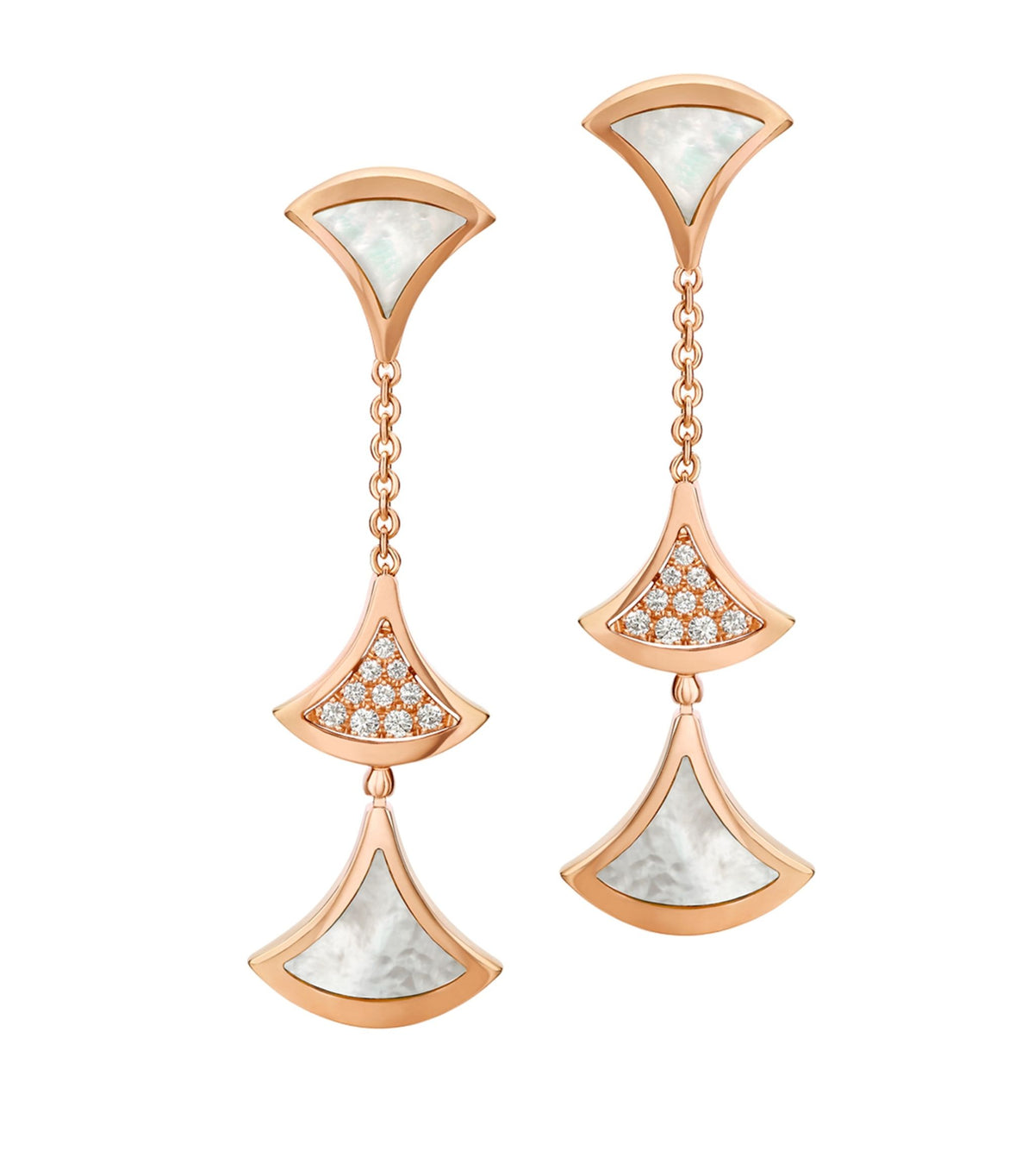 [OrnoraJewelry]DREAM EARRINGS 3 MOTIFS DIAMOND MOP PINK GOLD