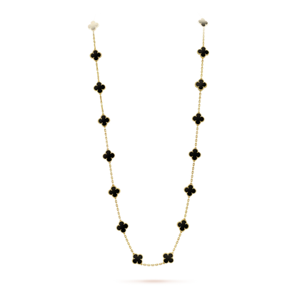 [OrnoraJewelry]CLOVER 20 MOTIFS ONYX NECKLACE