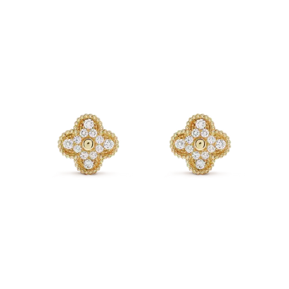 [OrnoraJewelry]CLOVER MEDIUM 1 MOTIFS FUll DIAMOND EARRINGS