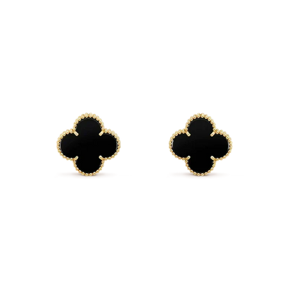 [OrnoraJewelry]CLOVER MEDIUM 1 MOTIFS  ONYX STUD EARRINGS