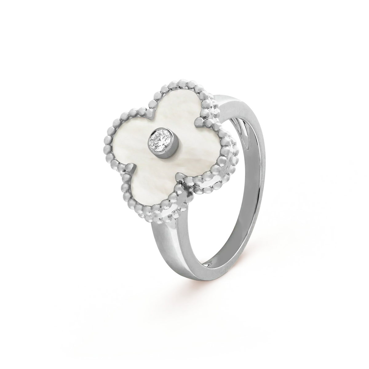 [OrnoraJewelry]CLOVER SILVER MOP DIAMOND RING
