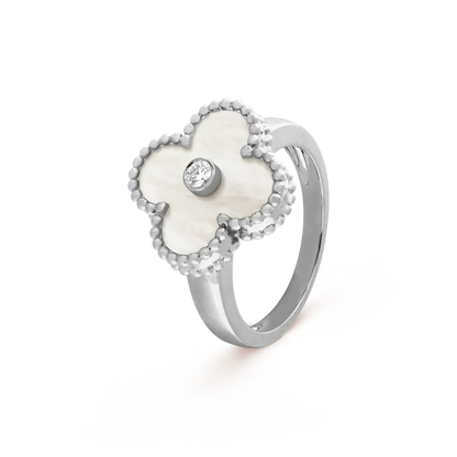 [OrnoraJewelry]CLOVER SILVER MOP DIAMOND RING