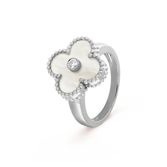 [OrnoraJewelry]CLOVER SILVER MOP DIAMOND RING