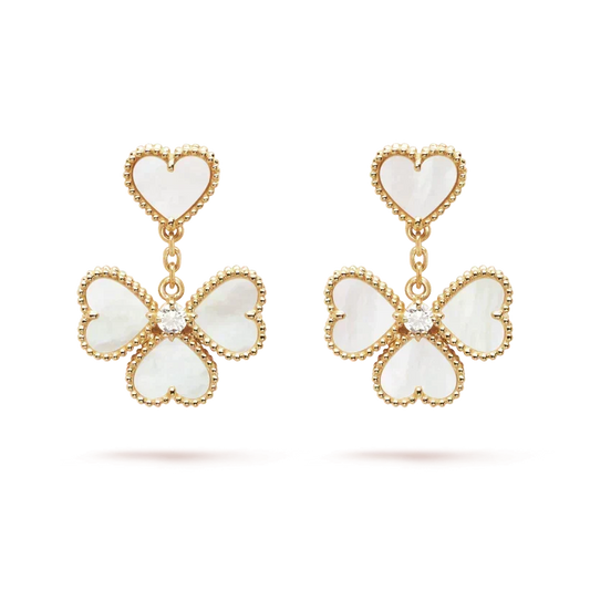[OrnoraJewelry]CLOVER SWEET WHITE MOP EARRINGS
