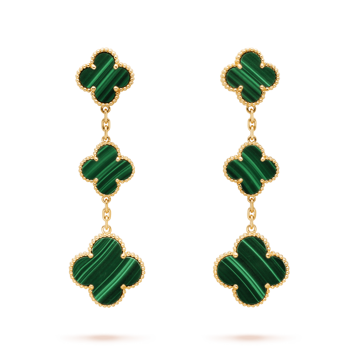 [OrnoraJewelry]CLOVER MALACHITE 3 MOTIFS GOLD