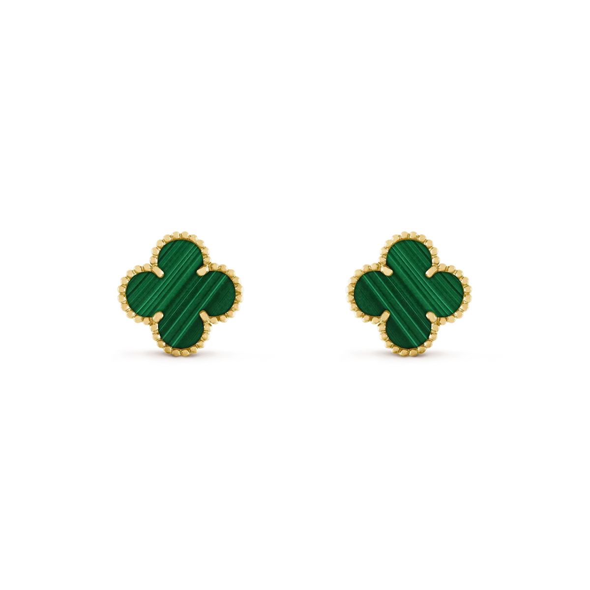 [OrnoraJewelry]CLOVER MEDIUM 1 MOTIFS MALACHITE  EARRINGS