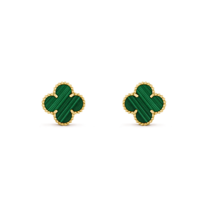 [OrnoraJewelry]CLOVER MEDIUM 1 MOTIFS MALACHITE  EARRINGS
