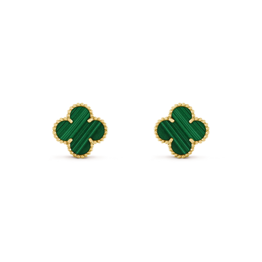 [OrnoraJewelry]CLOVER MEDIUM 1 MOTIFS MALACHITE  EARRINGS
