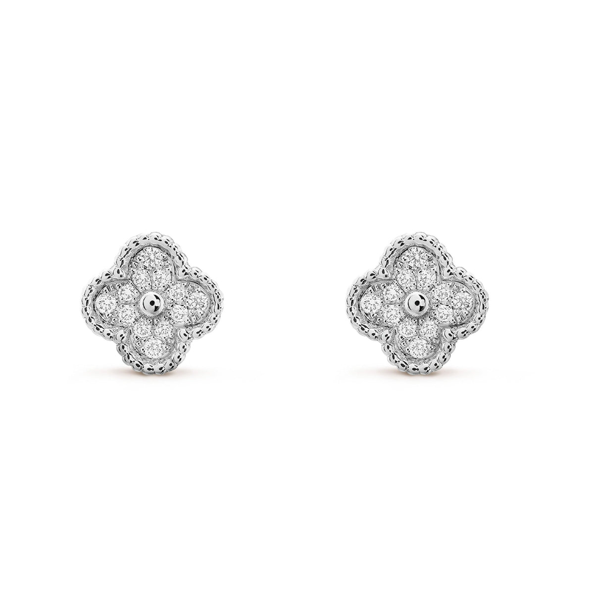 [OrnoraJewelry]CLOVER MINI DIAMOND STUD EARRINGS
