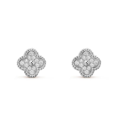 [OrnoraJewelry]CLOVER MINI DIAMOND STUD EARRINGS