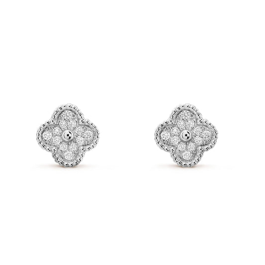 [OrnoraJewelry]CLOVER MINI DIAMOND STUD EARRINGS