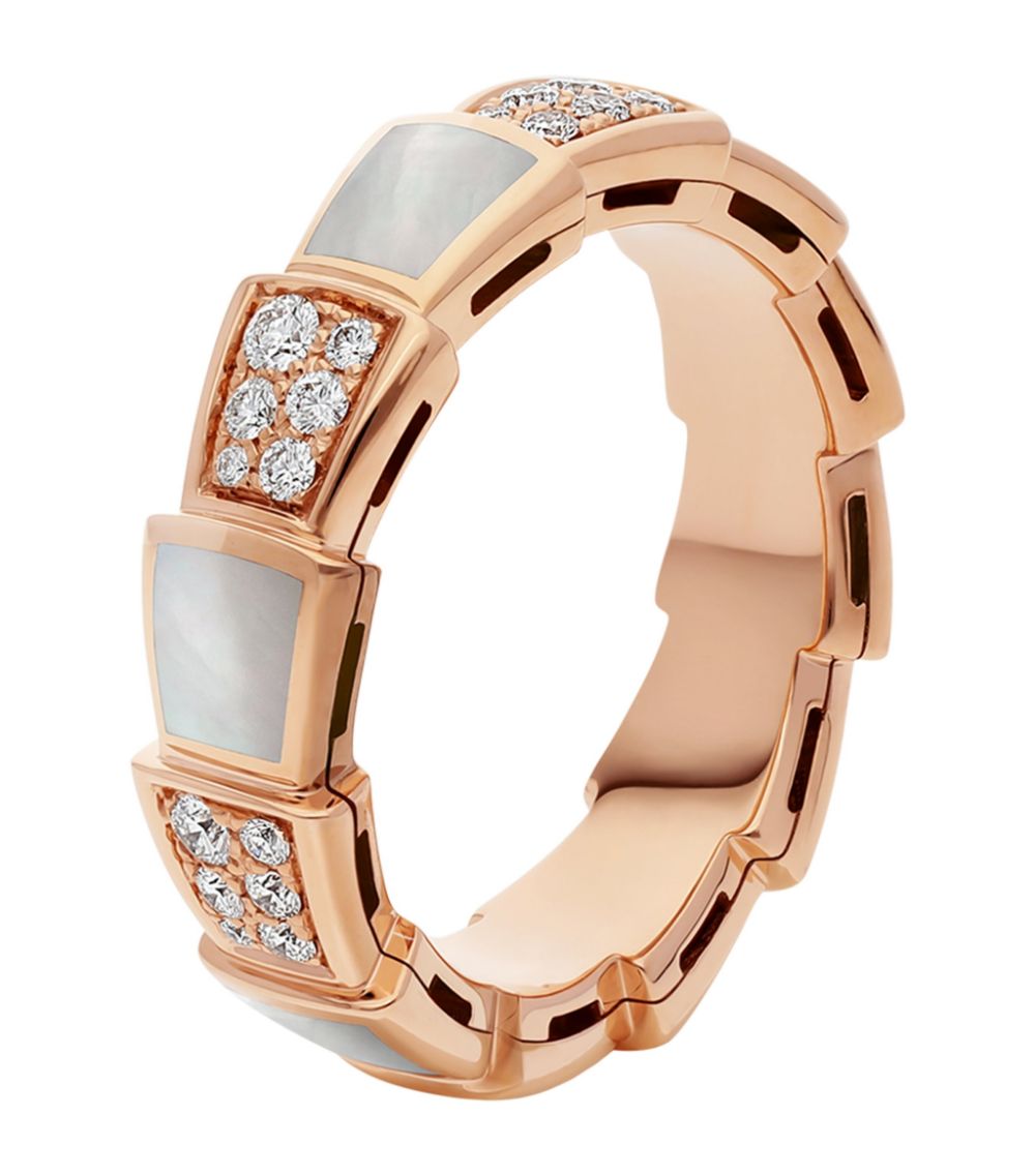 [OrnoraJewelry]SERPENTI RING PINK GOLD MOP DIAMOND PAVED 4MM