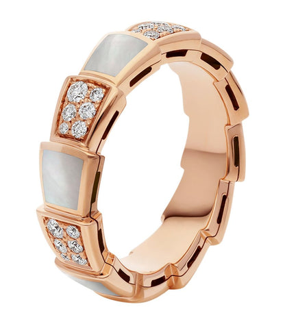 [OrnoraJewelry]SERPENTI RING PINK GOLD MOP DIAMOND PAVED 4MM