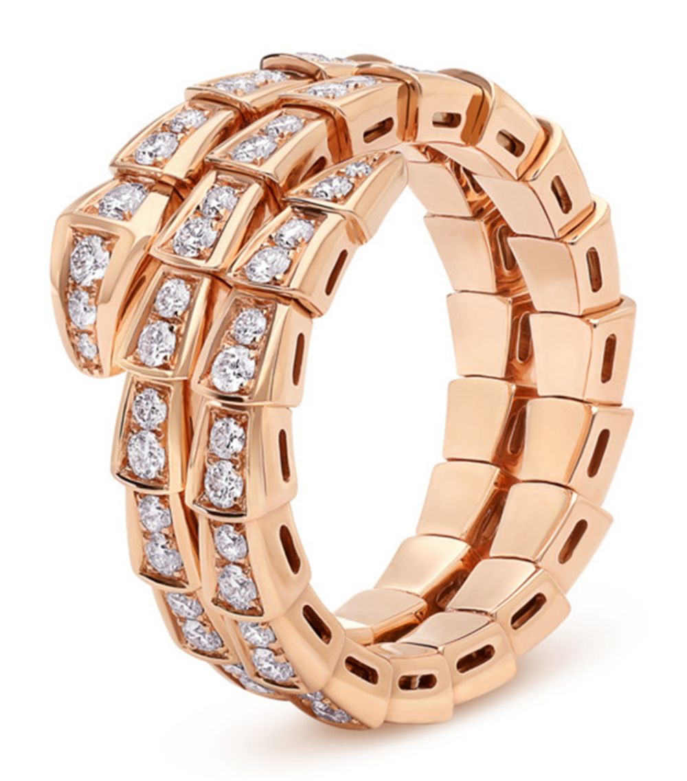 [OrnoraJewelry]SERPENTI RING PINK GOLD DIAMOND DOUBLE ROW