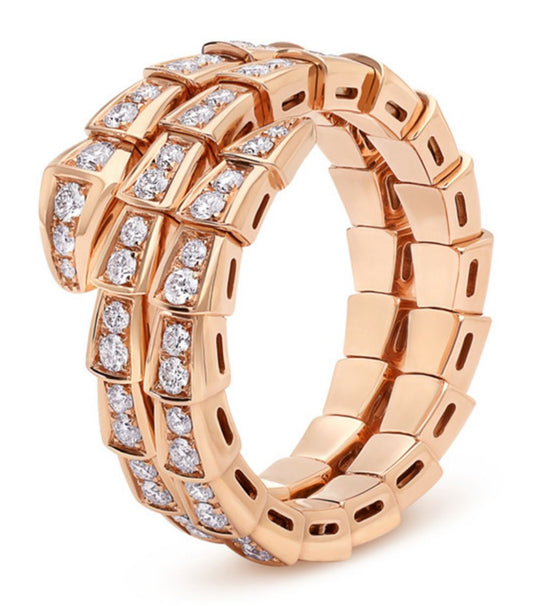 [OrnoraJewelry]SERPENTI RING PINK GOLD DIAMOND DOUBLE ROW