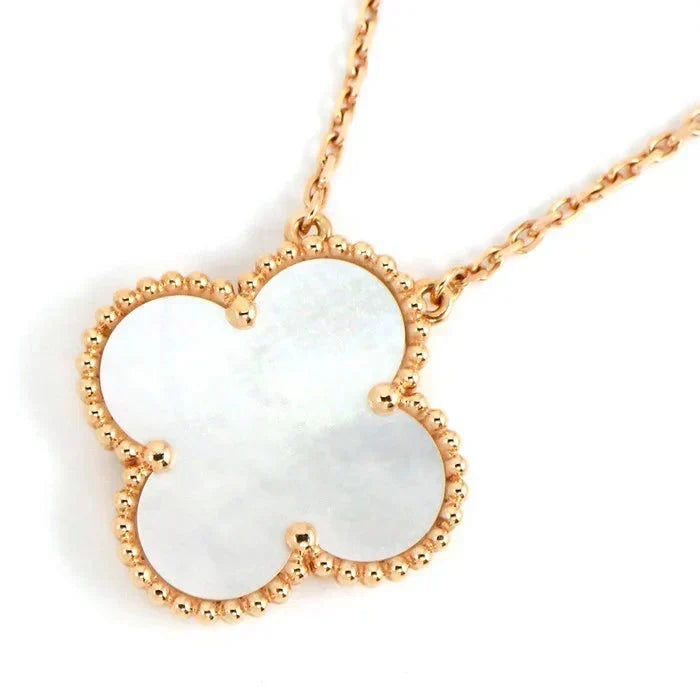 [OrnoraJewelry]CLOVER 15MM WHITE MOTHER-OF-PEARL GOLD NECKLACE