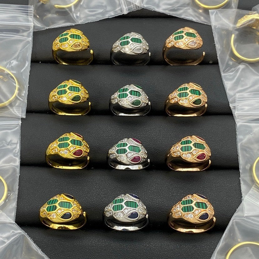 [OrnoraJewelry]BRAND NEW ASSORTED SNAKE HEAD MALACHITE RINGS