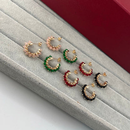 [OrnoraJewelry]NEW COLORED GEMSTONE COLLECTION SMALL HOOP EARRINGS