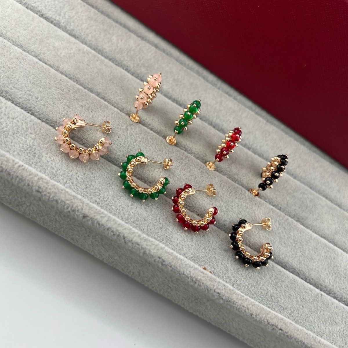 [OrnoraJewelry]NEW COLORED GEMSTONE COLLECTION SMALL HOOP EARRINGS