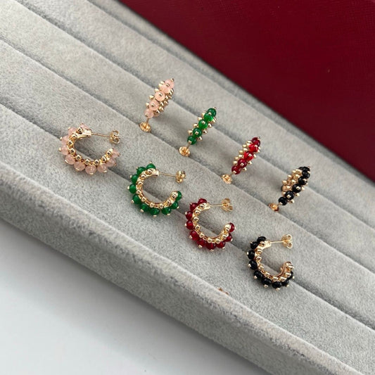 [OrnoraJewelry]NEW COLORED GEMSTONE COLLECTION SMALL HOOP EARRINGS