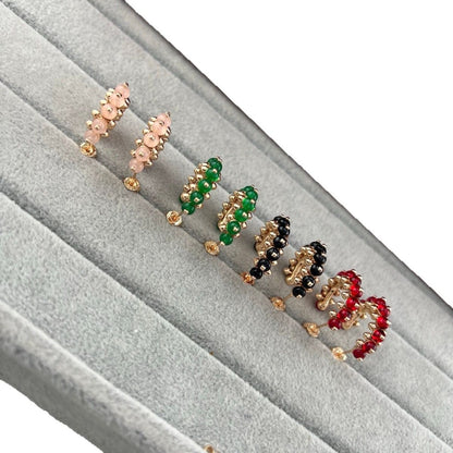 [OrnoraJewelry]NEW COLORED GEMSTONE COLLECTION SMALL HOOP EARRINGS