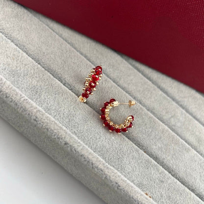 [OrnoraJewelry]NEW COLORED GEMSTONE COLLECTION SMALL HOOP EARRINGS