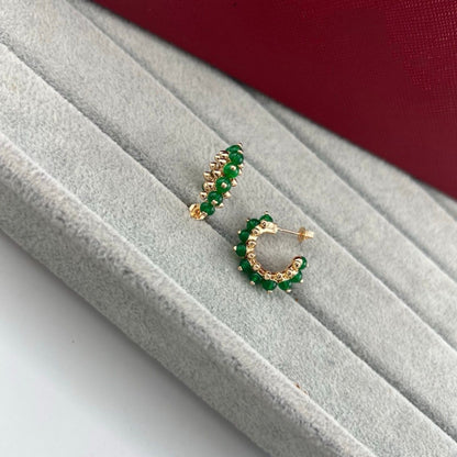 [OrnoraJewelry]NEW COLORED GEMSTONE COLLECTION SMALL HOOP EARRINGS